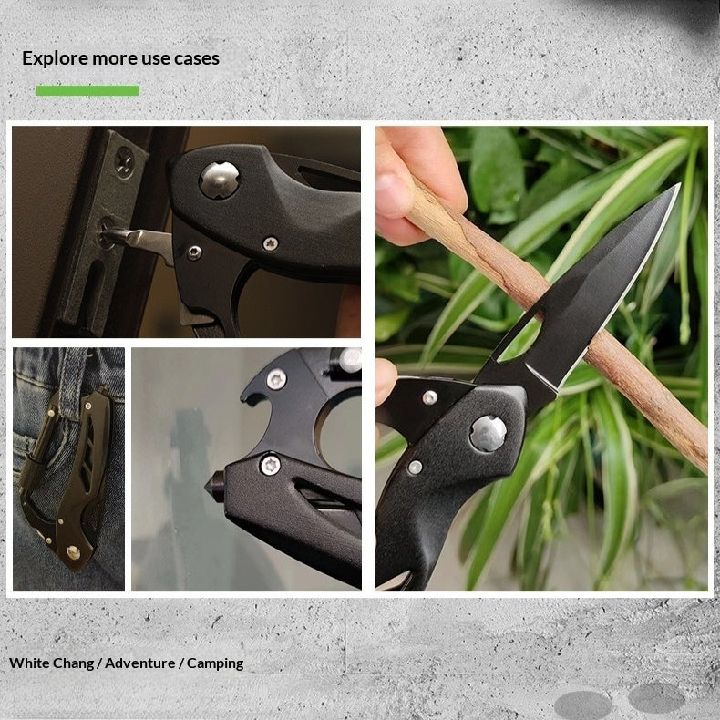 Outdoor multi-functional hiking buckle, universal quick-release with lock, multi-purpose hiking buckle, detachable knife, security hammer, survival equipment