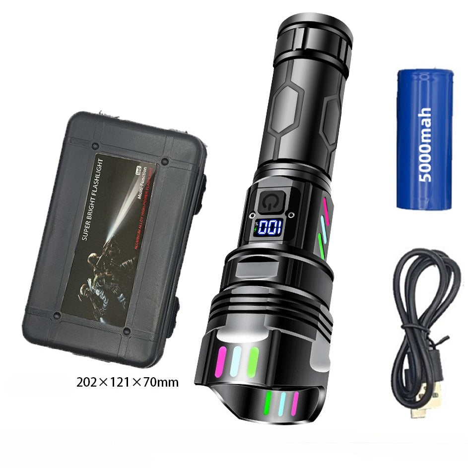 High-intensity flashlight - ultra-bright, long-range, portable white laser rechargeable tactical flashlight for outdoor use