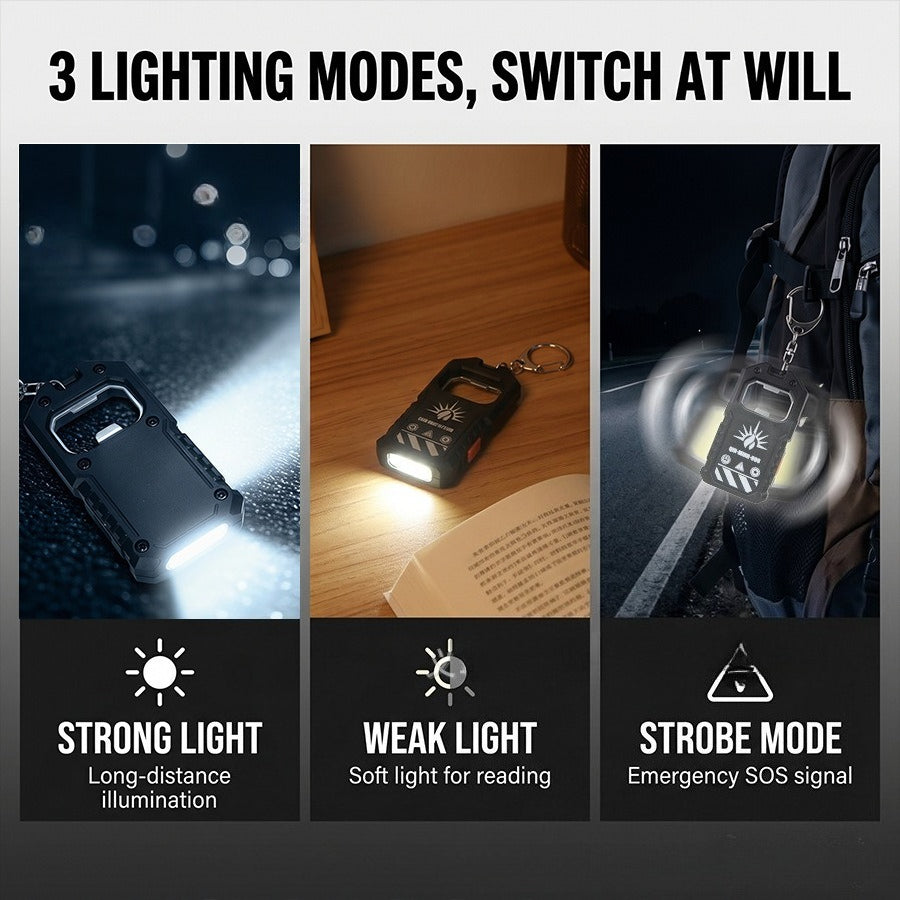 Cross-border new arrival portable keychain flashlight high-brightness cob floodlight bottle opener multi-function long battery life type-c