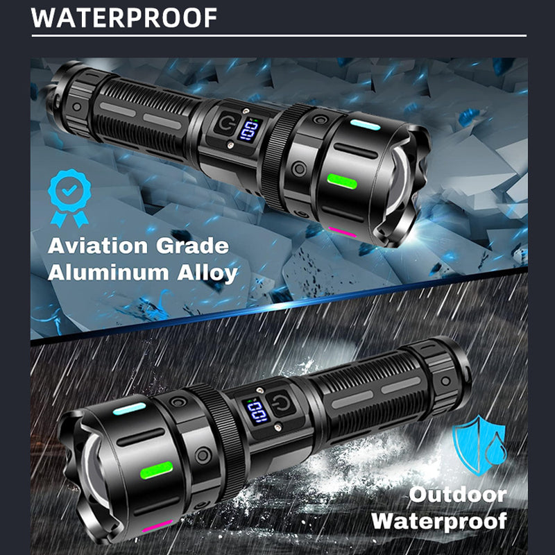 High-intensity flashlight - ultra-bright, long-range, portable white laser rechargeable tactical flashlight for outdoor use