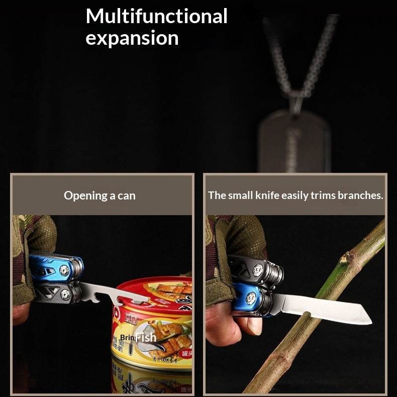 Outdoor camping multi-function round head hammer stainless steel folding nail hammer pliers emergency vehicle combination integrated tool hammer