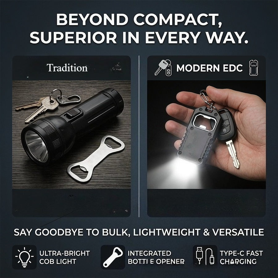 Cross-border new arrival portable keychain flashlight high-brightness cob floodlight bottle opener multi-function long battery life type-c