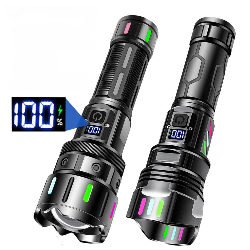 High-intensity flashlight - ultra-bright, long-range, portable white laser rechargeable tactical flashlight for outdoor use