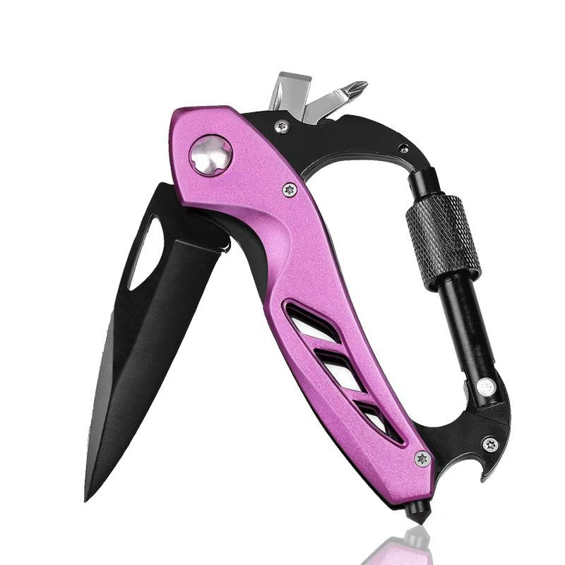 Outdoor multi-functional hiking buckle, universal quick-release with lock, multi-purpose hiking buckle, detachable knife, security hammer, survival equipment