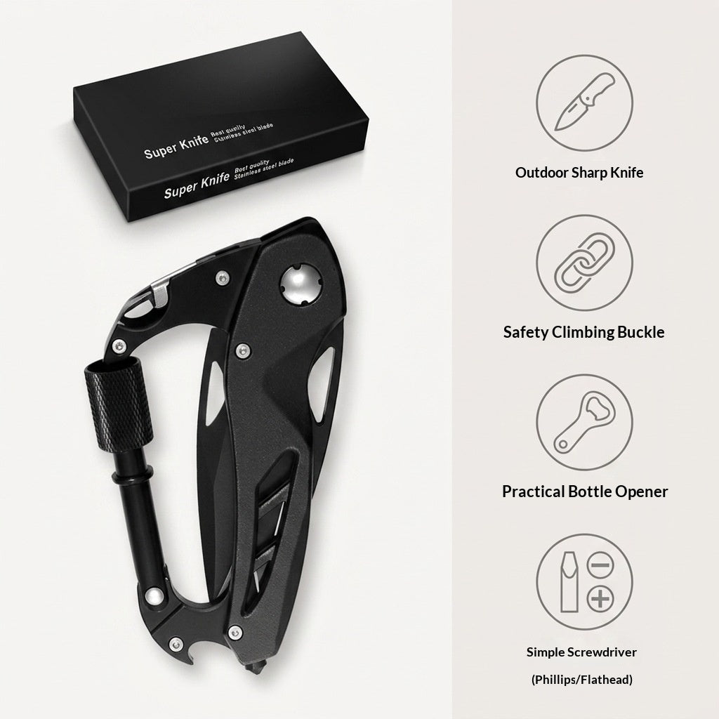 Outdoor multi-functional hiking buckle, universal quick-release with lock, multi-purpose hiking buckle, detachable knife, security hammer, survival equipment