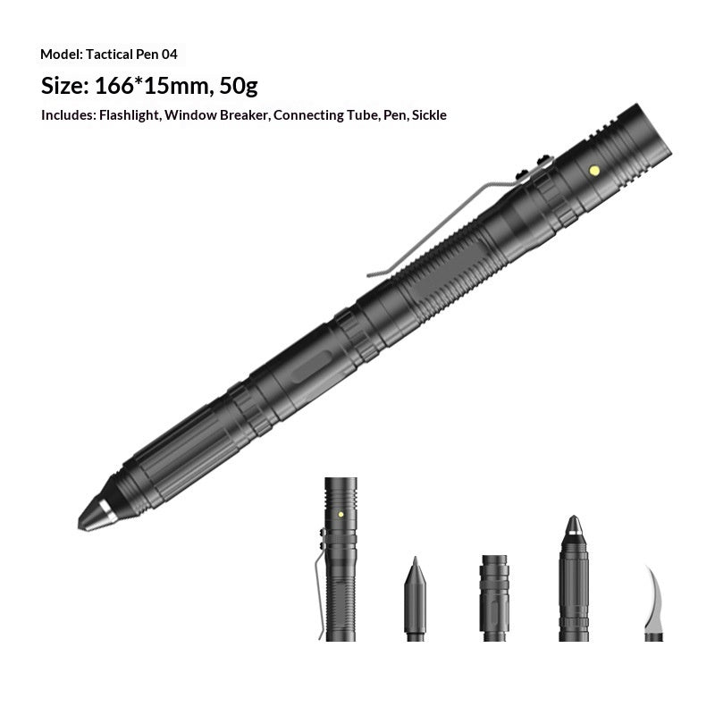 Multifunctional tactical pen flashlight self-defense pen window breaker edc outdoor gear self-defense survival whistle tool aluminum alloy