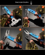 Outdoor camping multi-function round head hammer stainless steel folding nail hammer pliers emergency vehicle combination integrated tool hammer