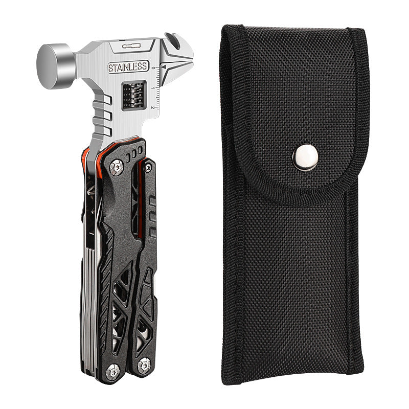 Outdoor camping multi-function round head hammer stainless steel folding nail hammer pliers emergency vehicle combination integrated tool hammer