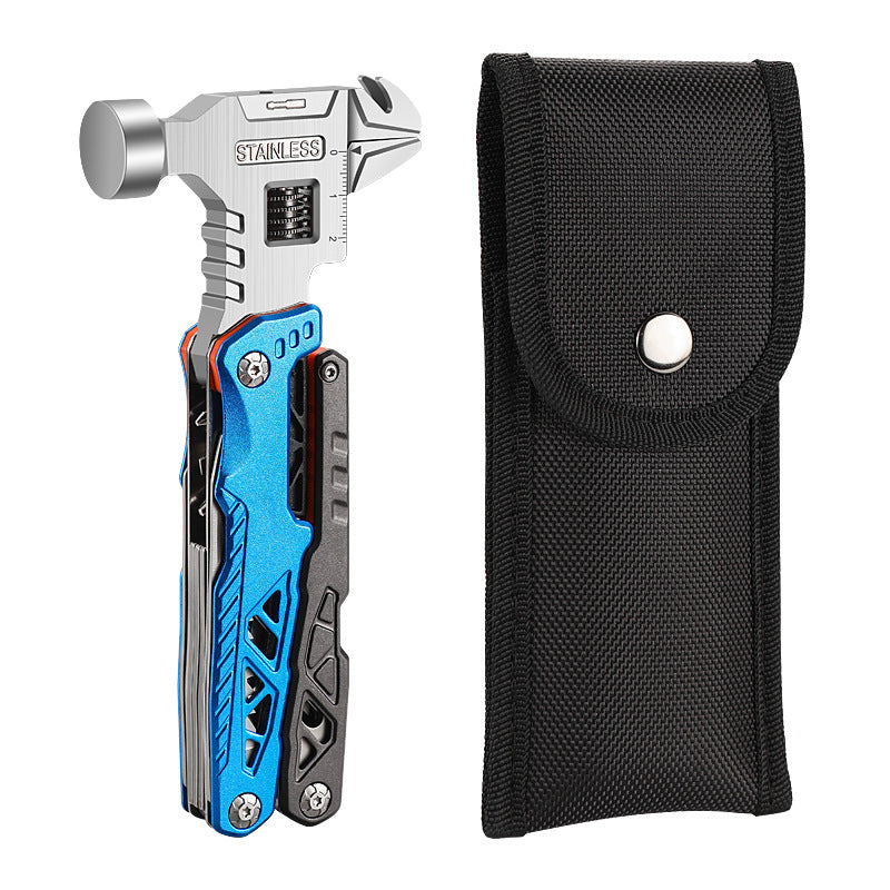 Outdoor camping multi-function round head hammer stainless steel folding nail hammer pliers emergency vehicle combination integrated tool hammer