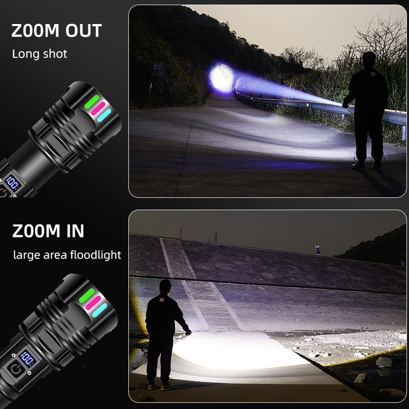 High-intensity flashlight - ultra-bright, long-range, portable white laser rechargeable tactical flashlight for outdoor use