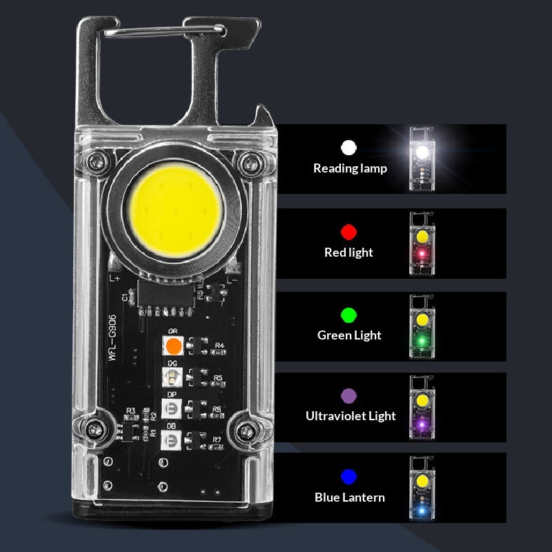 Outdoor multifunctional usb mini keychain light - tiktok-style portable cob work light for home, car, and magnetic repair