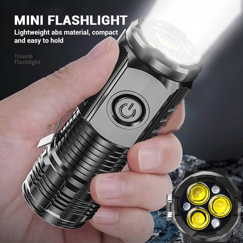 Ultra-bright, portable, rechargeable mini flashlight with long-range beam and extended battery life—"Three-Eyed Little Monster" model.