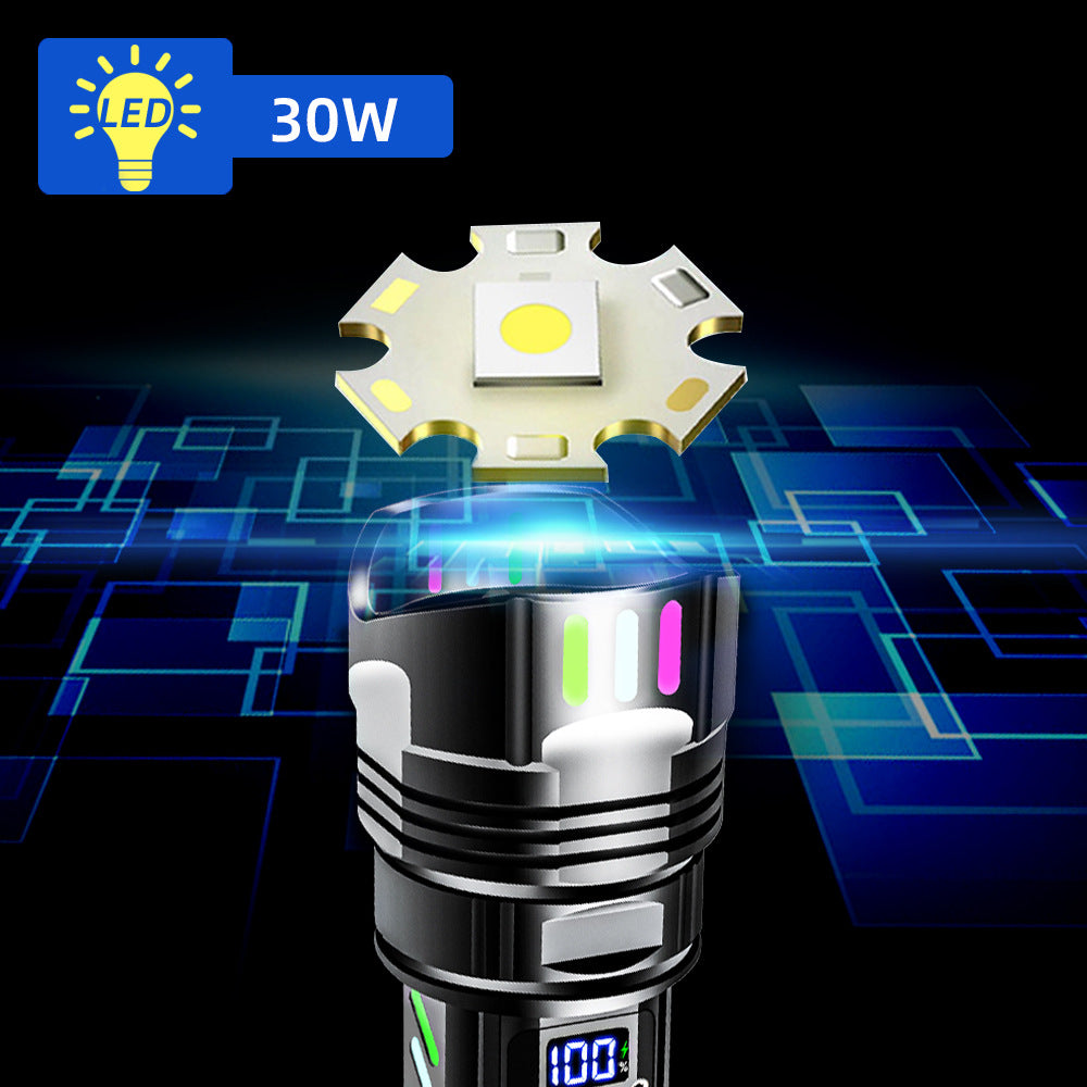 High-intensity flashlight - ultra-bright, long-range, portable white laser rechargeable tactical flashlight for outdoor use
