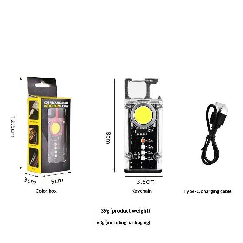 Outdoor multifunctional usb mini keychain light - tiktok-style portable cob work light for home, car, and magnetic repair
