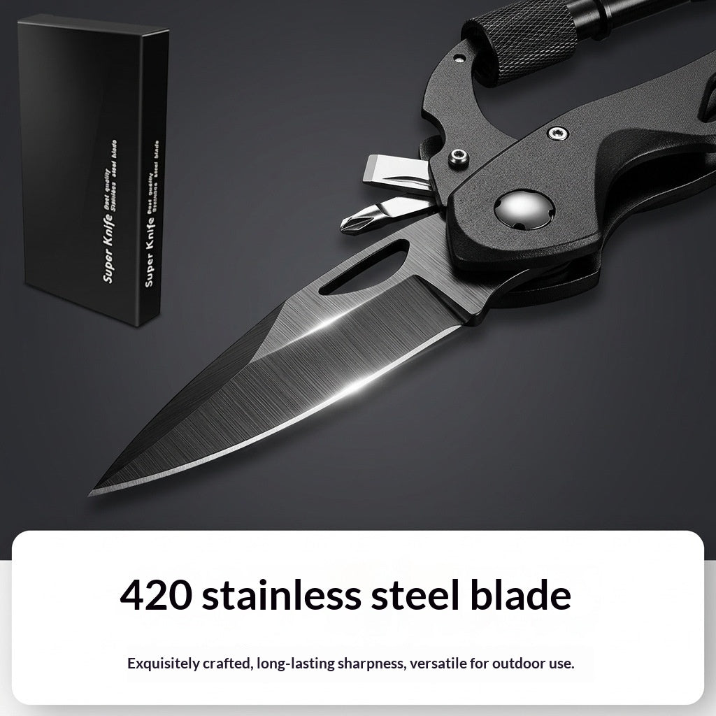 Outdoor multi-functional hiking buckle, universal quick-release with lock, multi-purpose hiking buckle, detachable knife, security hammer, survival equipment