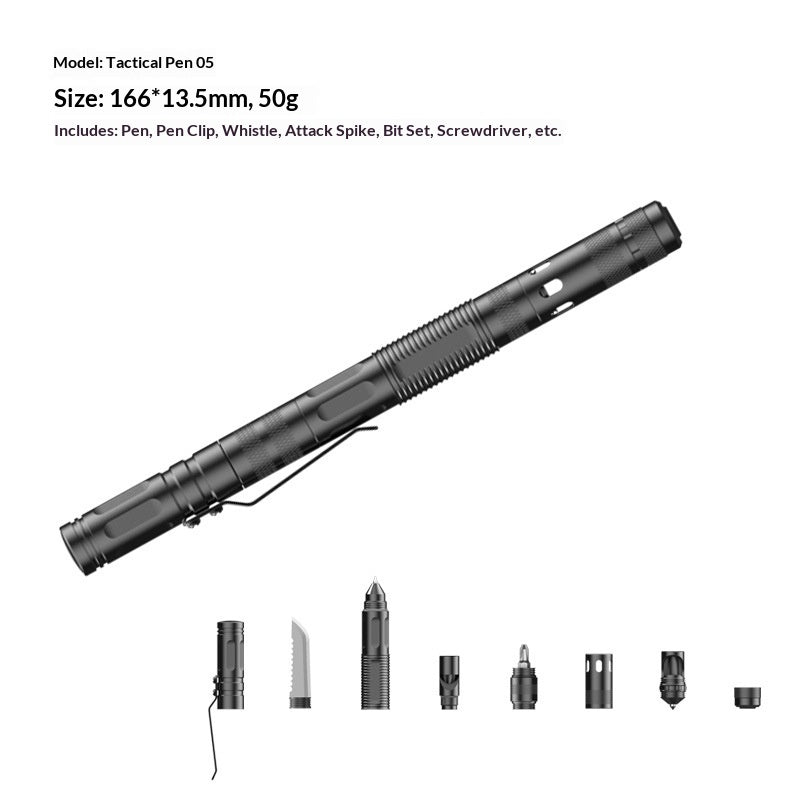 Multifunctional tactical pen flashlight self-defense pen window breaker edc outdoor gear self-defense survival whistle tool aluminum alloy