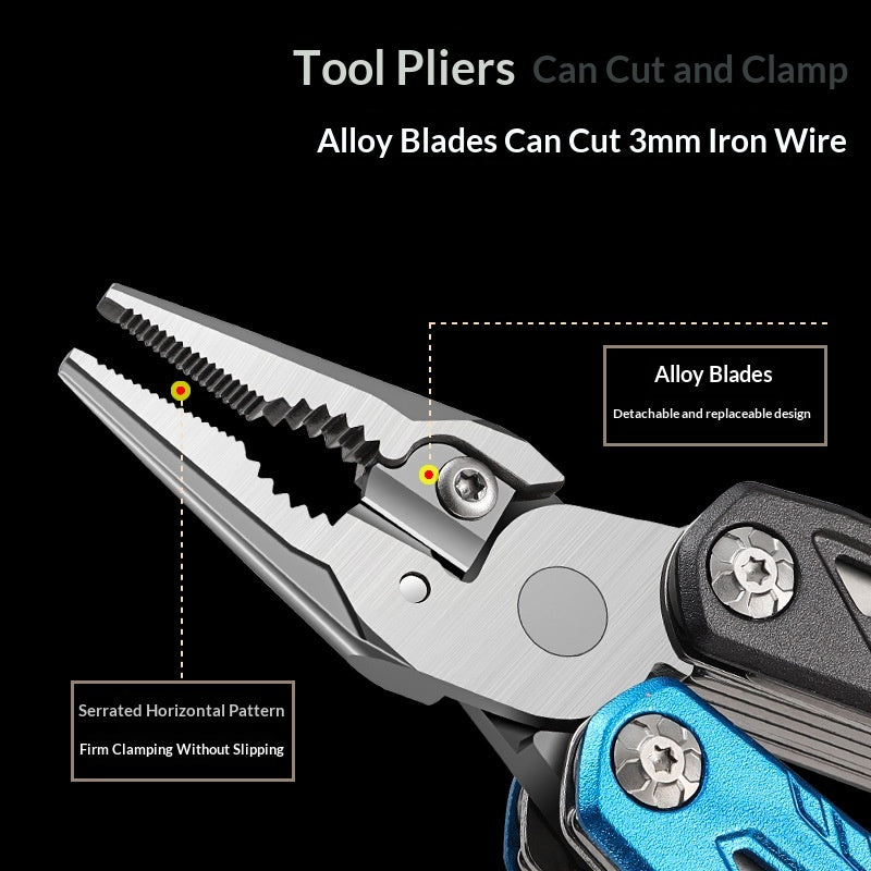 Outdoor camping multi-function round head hammer stainless steel folding nail hammer pliers emergency vehicle combination integrated tool hammer
