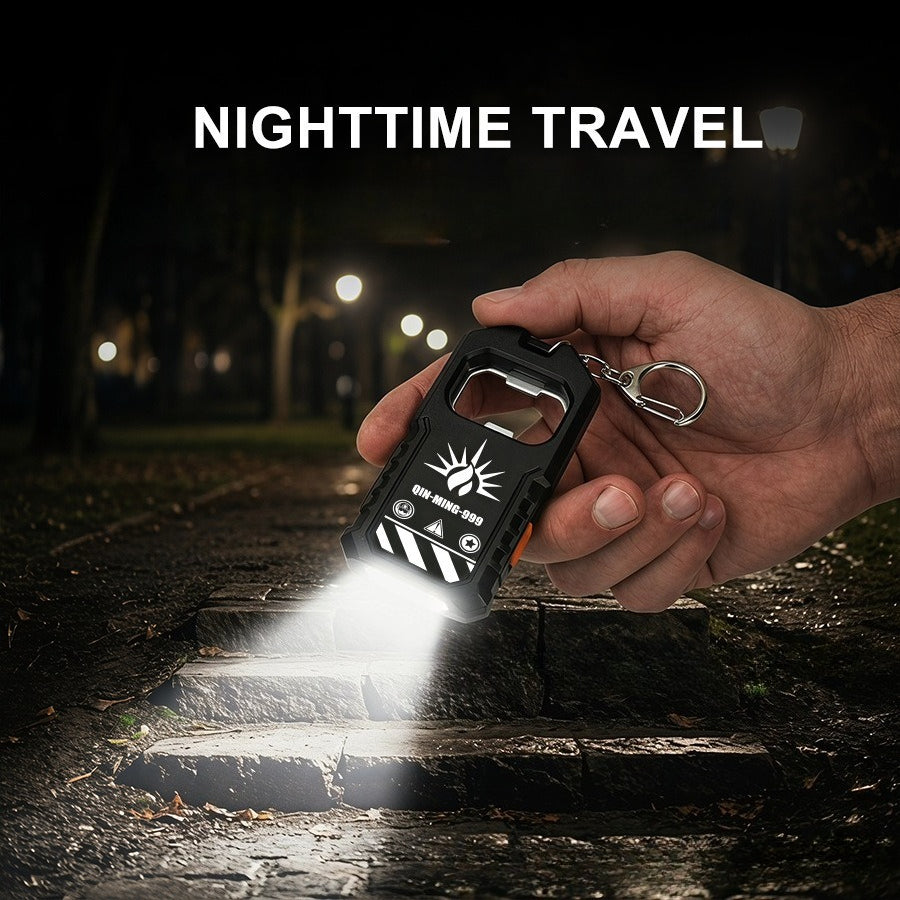 Cross-border new arrival portable keychain flashlight high-brightness cob floodlight bottle opener multi-function long battery life type-c
