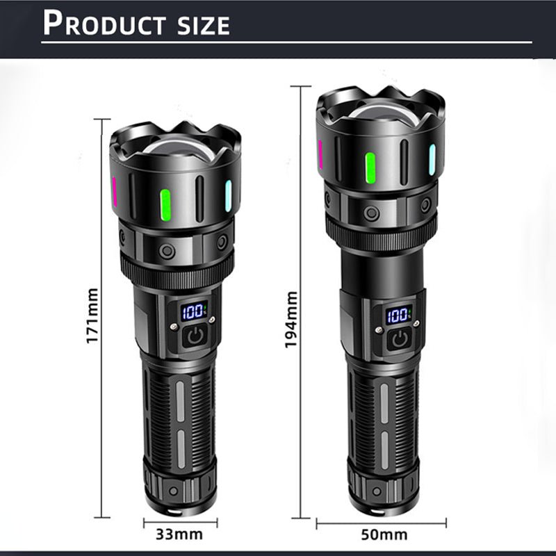 High-intensity flashlight - ultra-bright, long-range, portable white laser rechargeable tactical flashlight for outdoor use