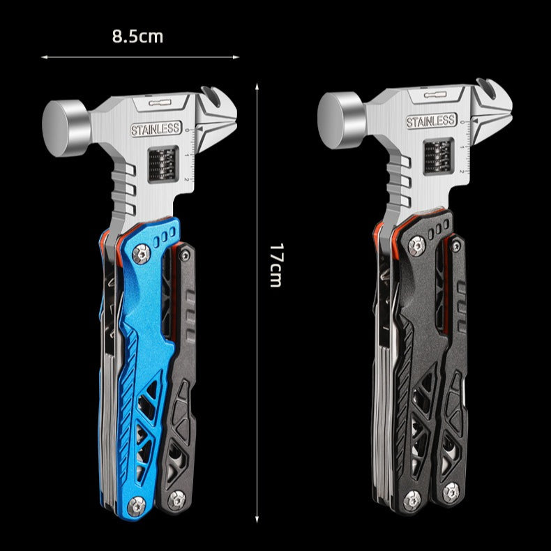 Outdoor camping multi-function round head hammer stainless steel folding nail hammer pliers emergency vehicle combination integrated tool hammer